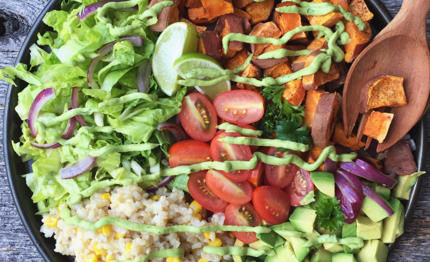 Taco Bowl with Avocado Lime Dressing