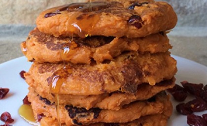 Cranberry Pecan Sweet Potato Pancakes