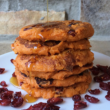 Cranberry Pecan Sweet Potato Pancakes