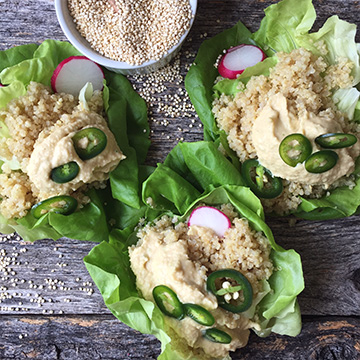 Spicy Hummus and Quinoa Lettuce Cups