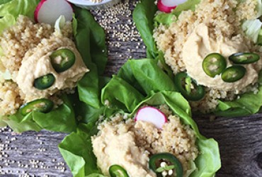 Spicy Hummus and Quinoa Lettuce Cups