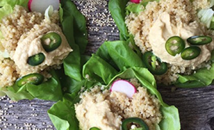 Spicy Hummus and Quinoa Lettuce Cups