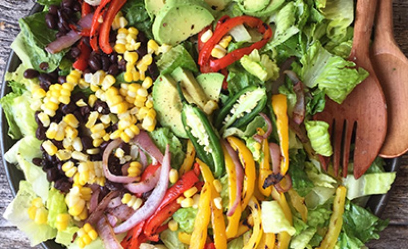 Veggie Fajita Salad with Spicy Avocado & Lime Dressing