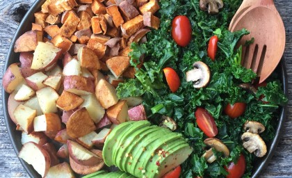 Roasted Potatoes with Garlic Kale