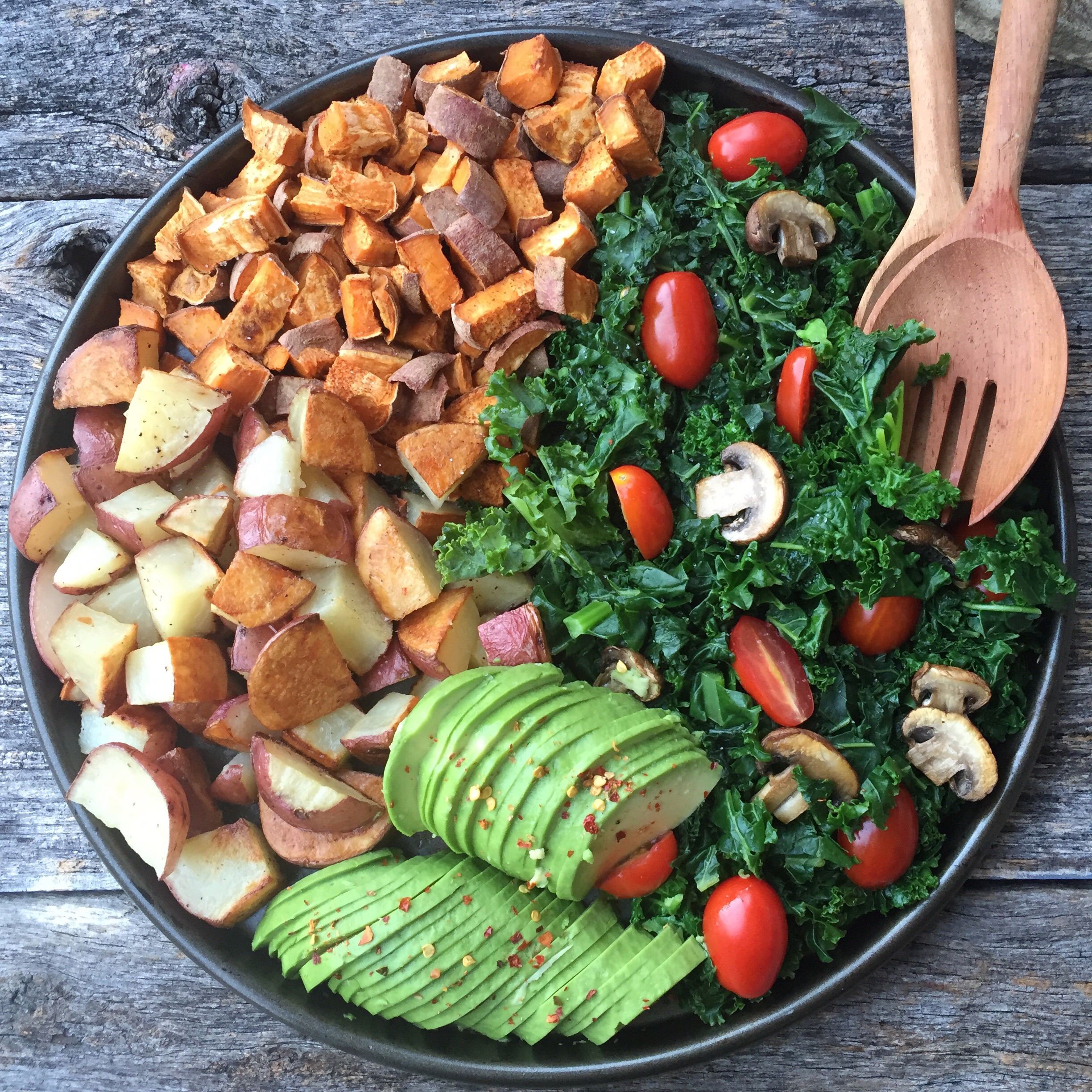 Roasted Potatoes with Garlic Kale