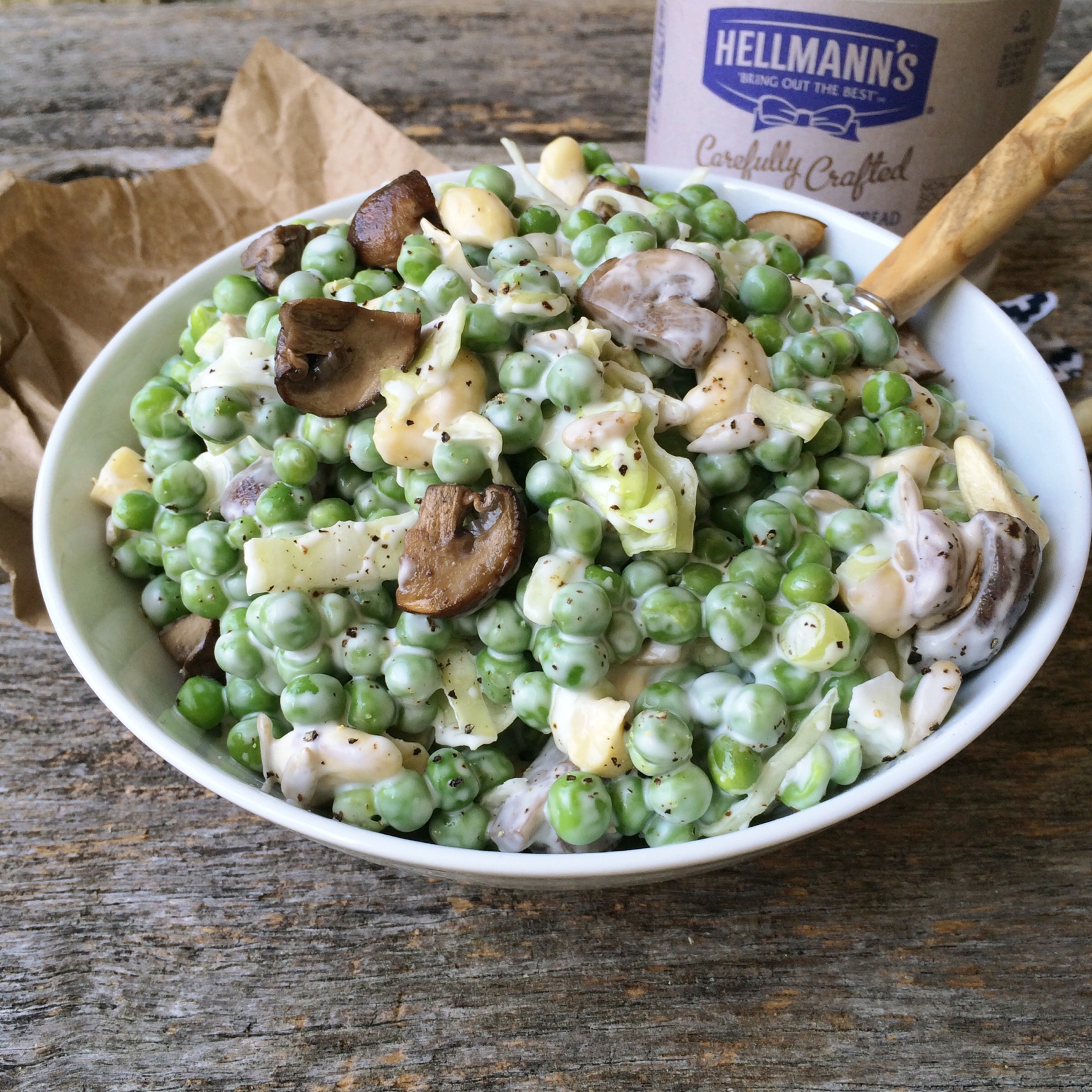 Sweet Pea + Savory Mushroom Salad