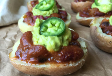 Vegan Chili Topped Potato Skins